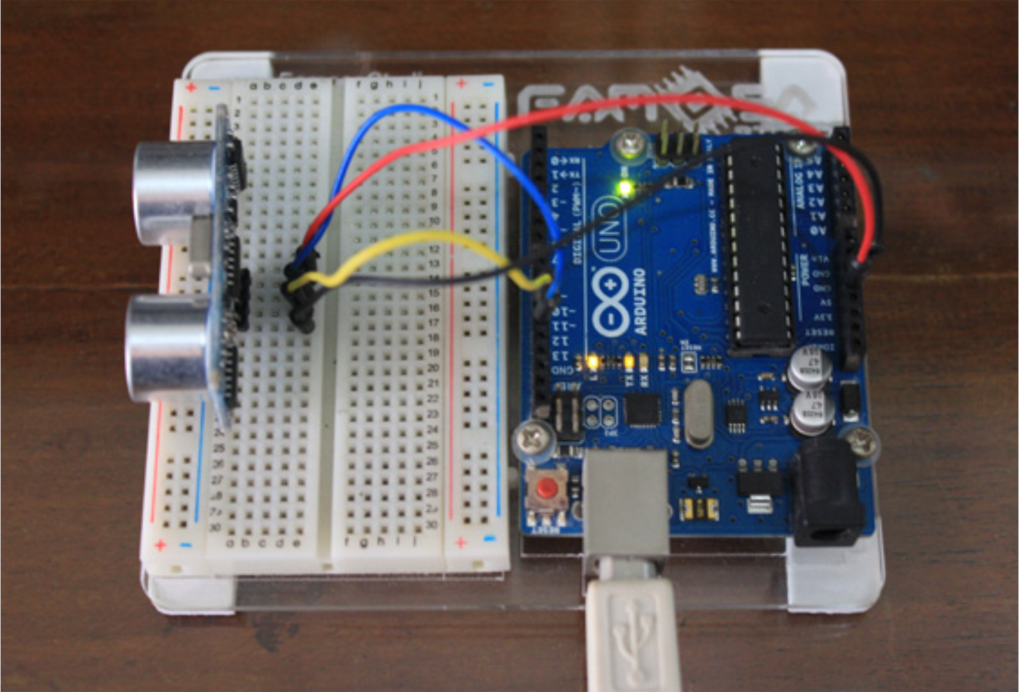 rangkaian sensor ultrasonik arduino
