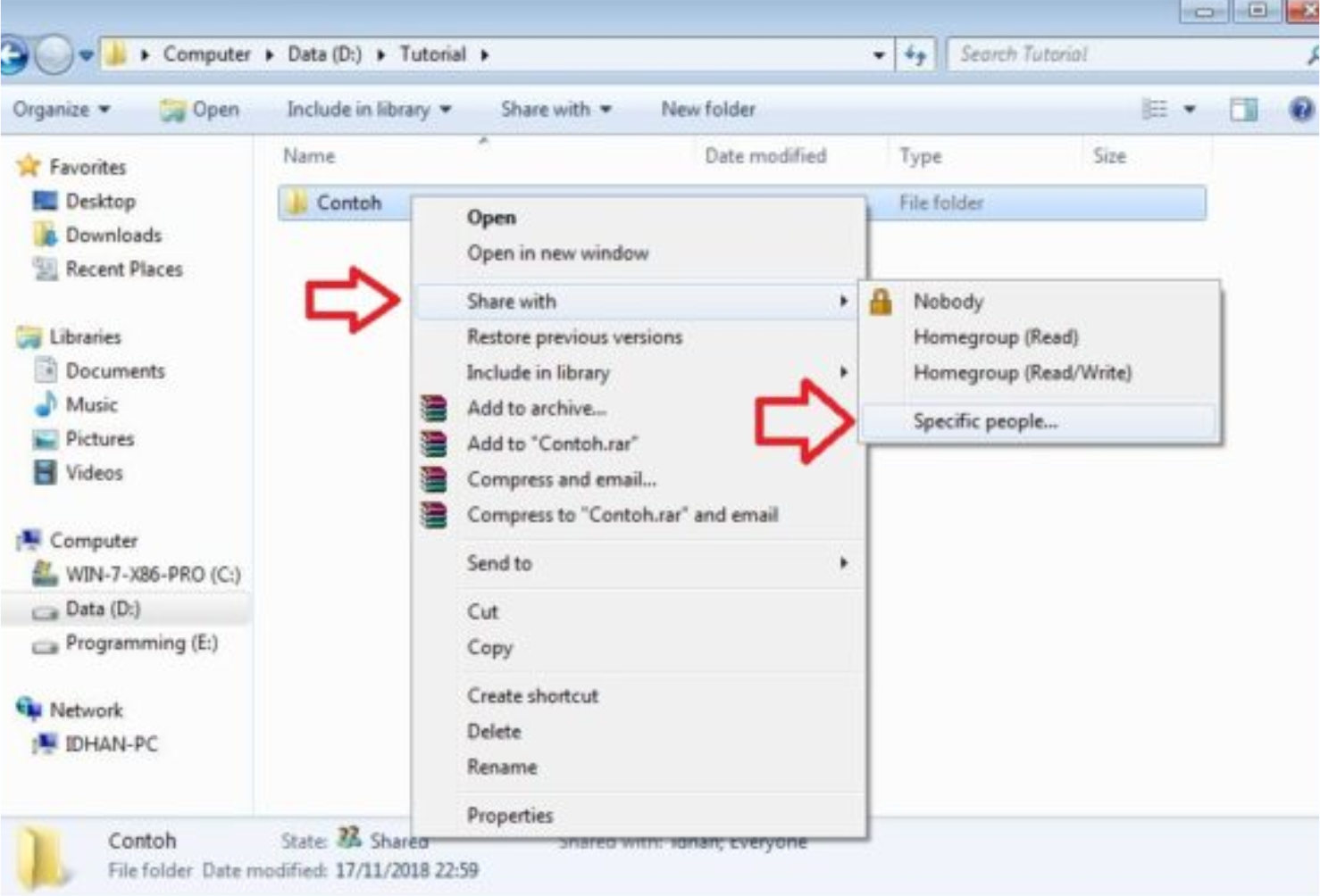 cara share data antar komputer